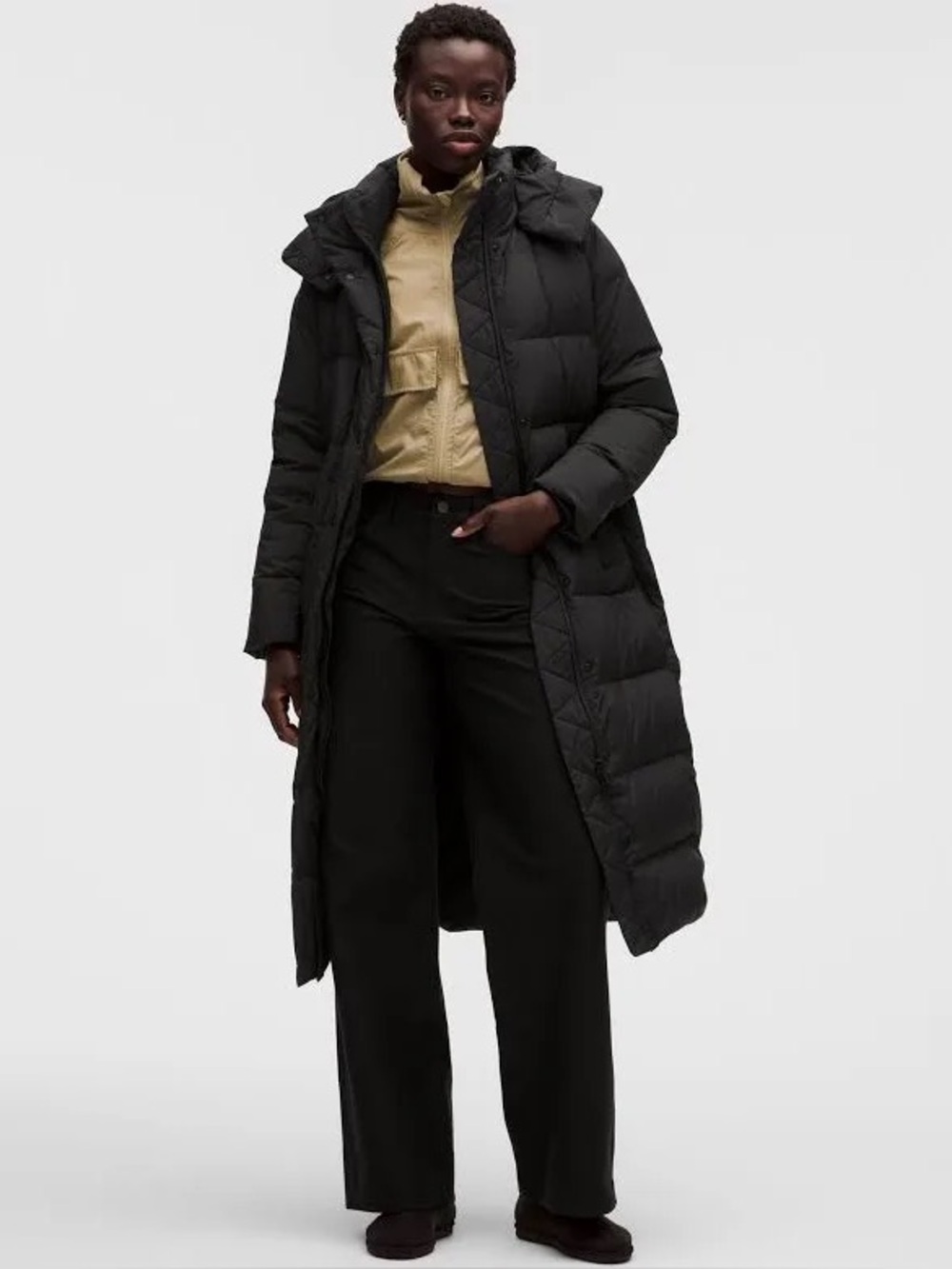 Lululemon Wunder Puff Long Jacket Black Size 8 Down Puffer Coat